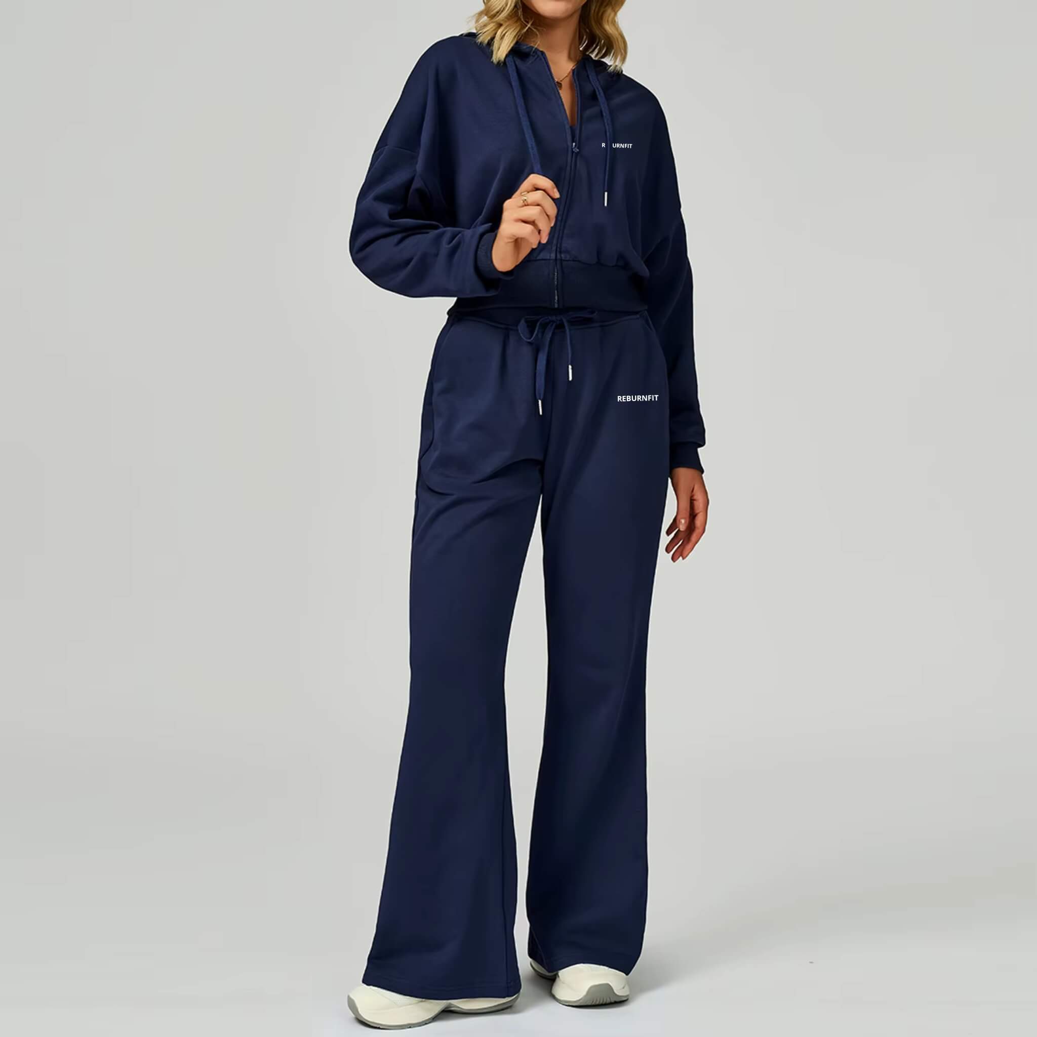 Zip-Through Loose Hoodie & Trouser Set