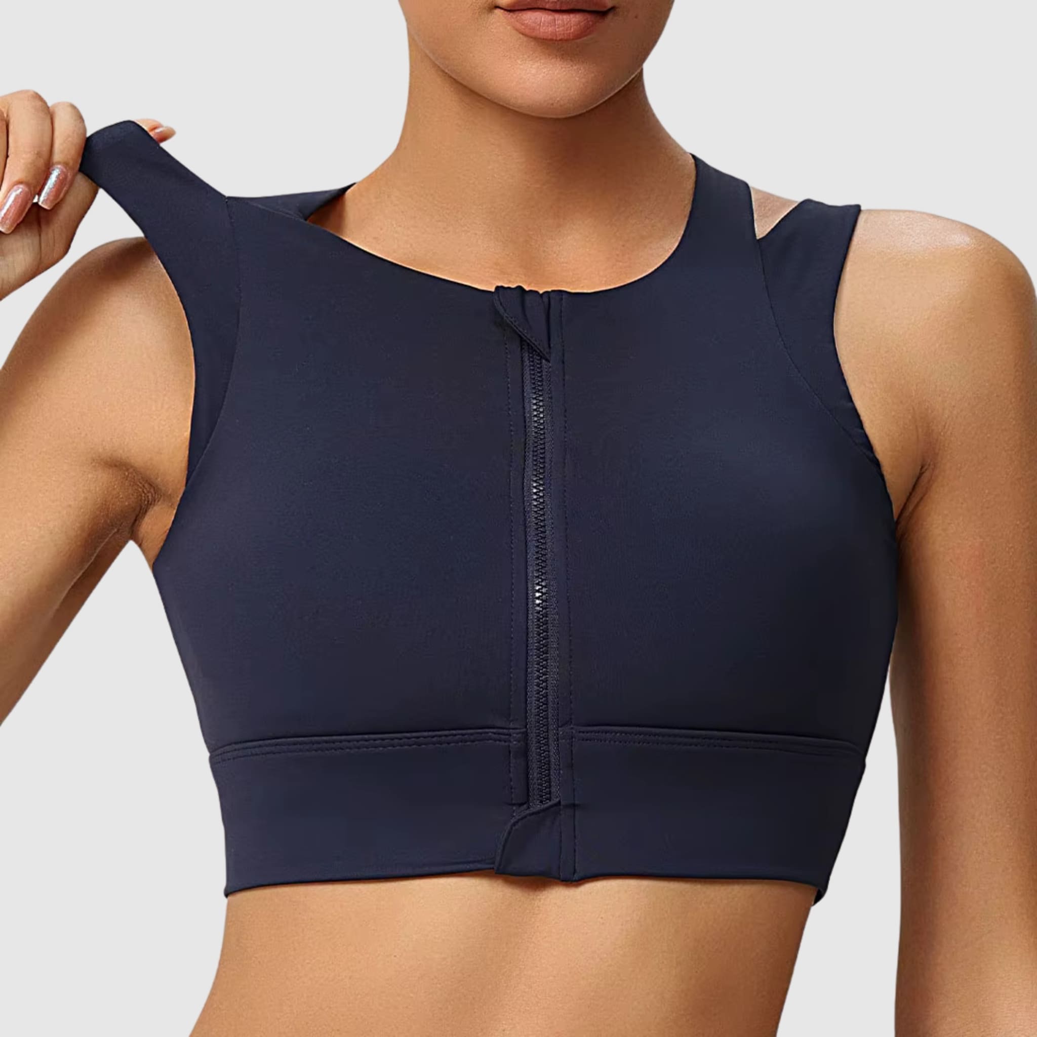 Soutien-gorge de sport dos nageur zippé sur le devant