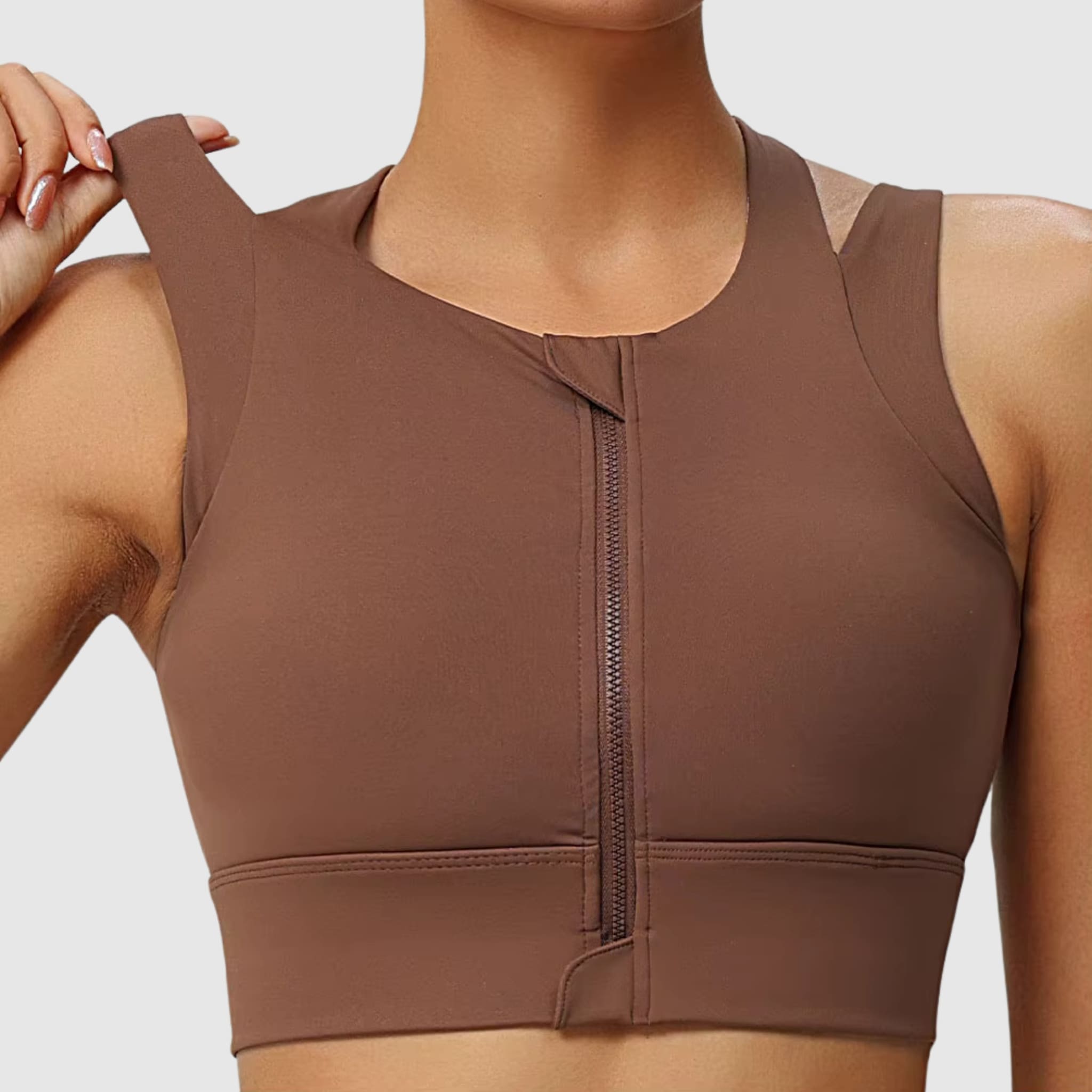 Soutien-gorge de sport dos nageur zippé sur le devant