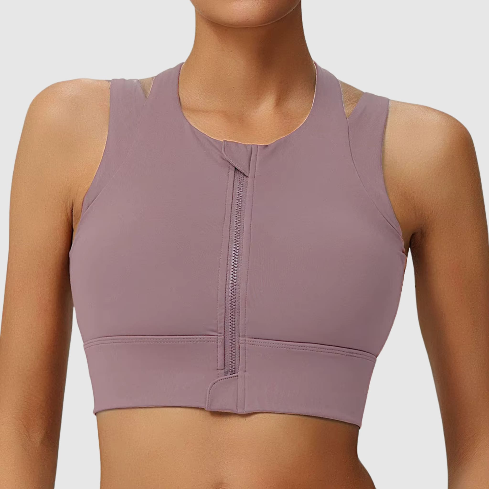 Soutien-gorge de sport dos nageur zippé sur le devant