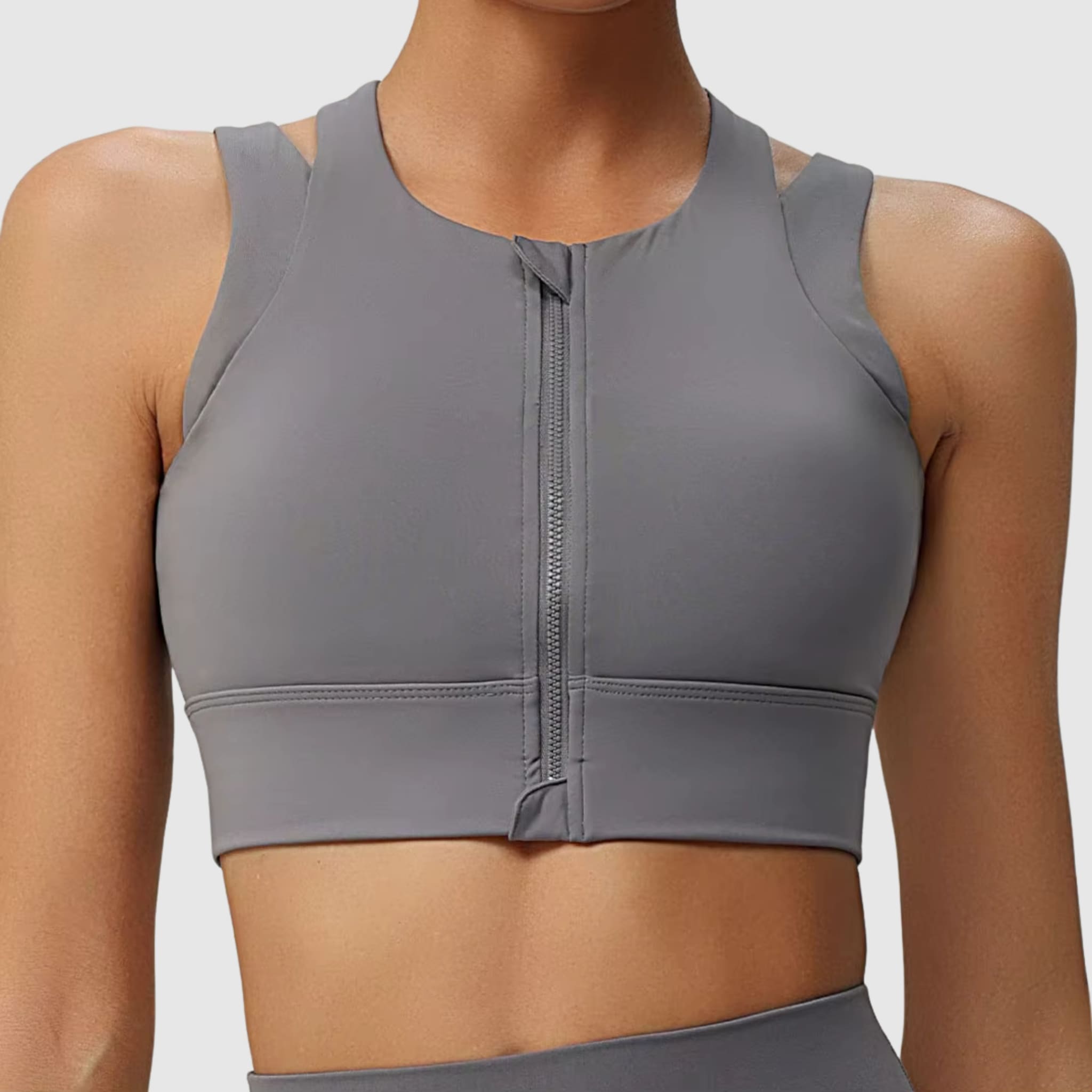 Soutien-gorge de sport dos nageur zippé sur le devant