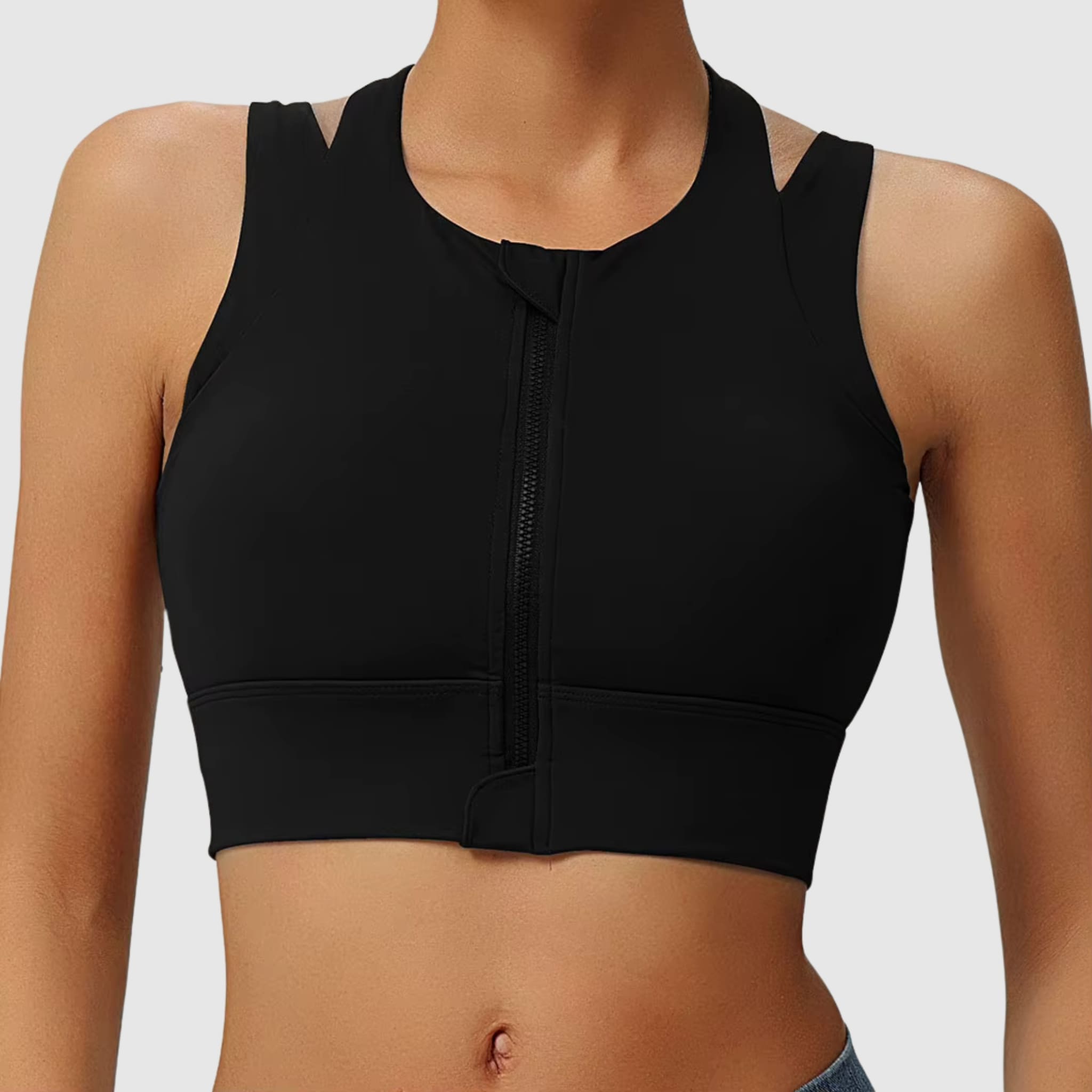Soutien-gorge de sport dos nageur zippé sur le devant