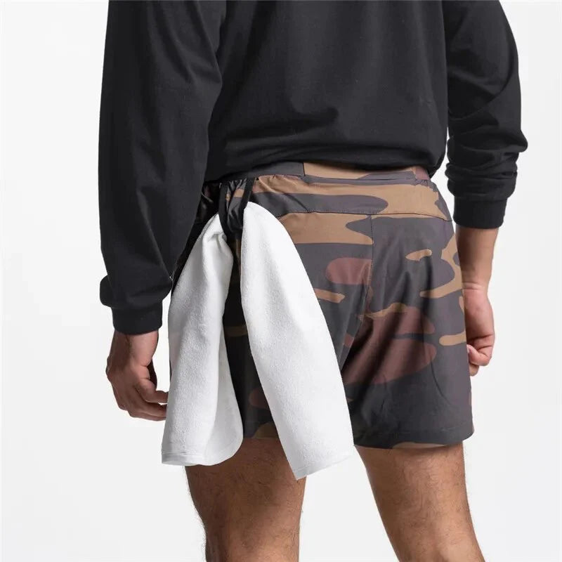 Short camouflage de course 2 en 1