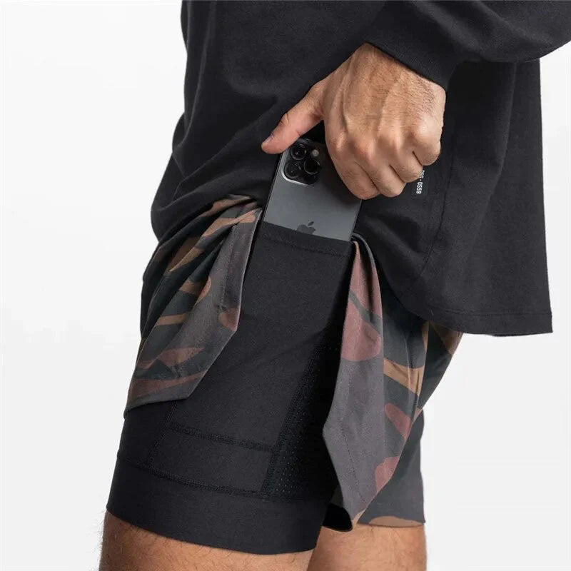 Short camouflage de course 2 en 1