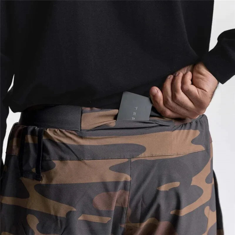 Short camouflage de course 2 en 1