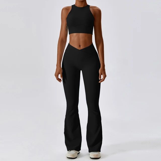 Soutien-gorge de sport push-up et pantalon évasé taille V