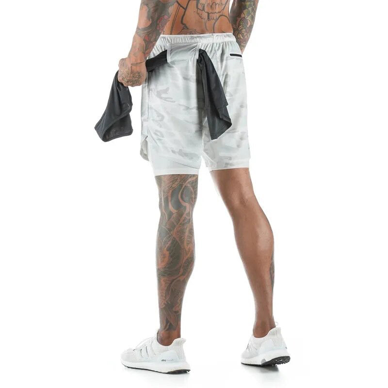 Short camouflage de course 2 en 1