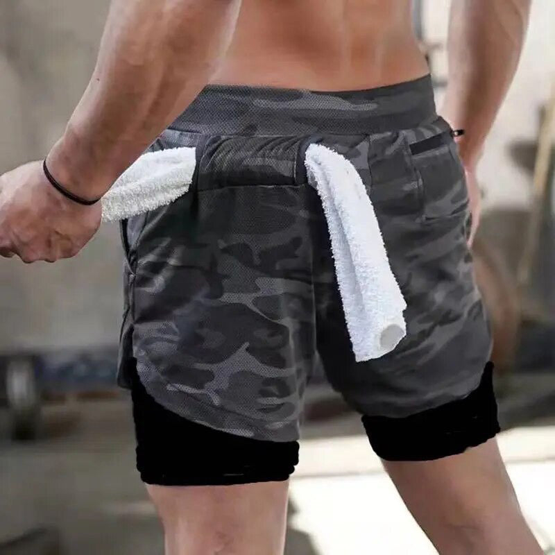 Short camouflage de course 2 en 1