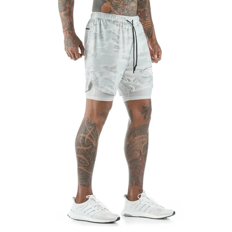 Short camouflage de course 2 en 1