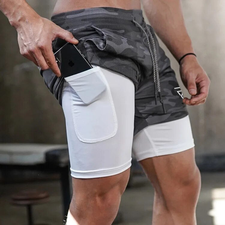 Short camouflage de course 2 en 1