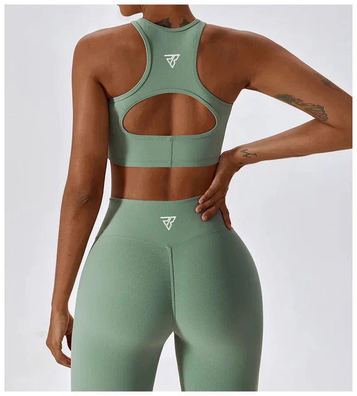 Soutien-gorge de sport push-up et pantalon évasé taille V