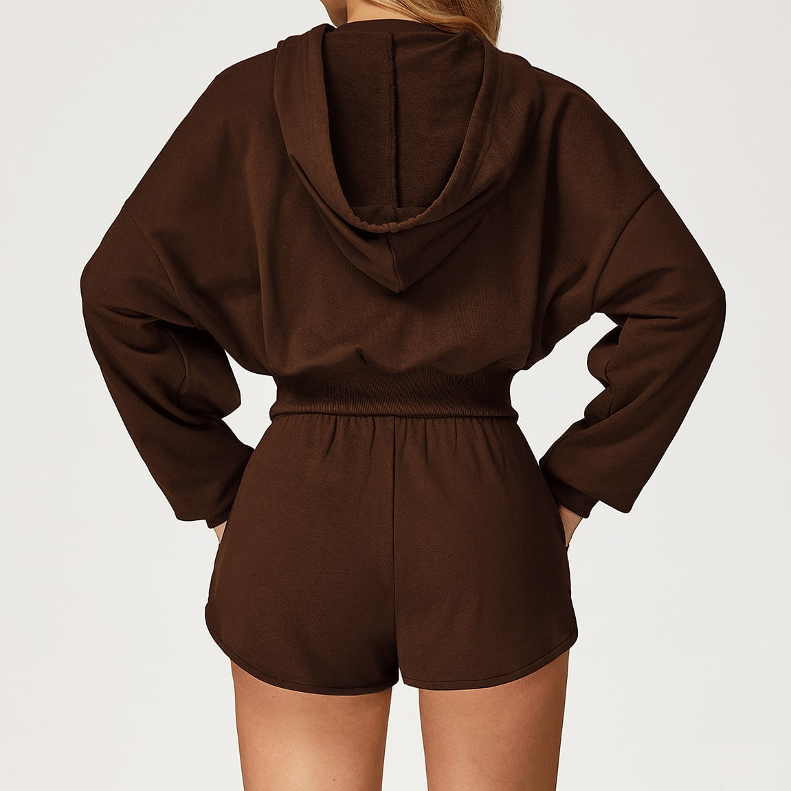 Zip-Through Loose Hoodie & Shorts Set